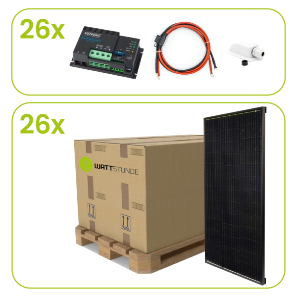 WATTSTUNDE&reg; SOLA Frame Mono+S 26 x 120Wp BUNDLE Single mit Votronic MPP 170 CI