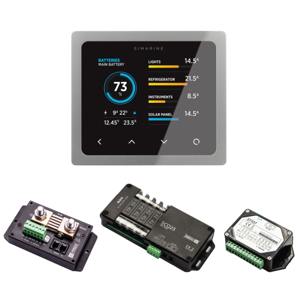 Simarine PICO Blue Set Rev2 - Batteriemonitor, Tankelektrode und 2 x Shunt Silber-mit Einbaurahmen