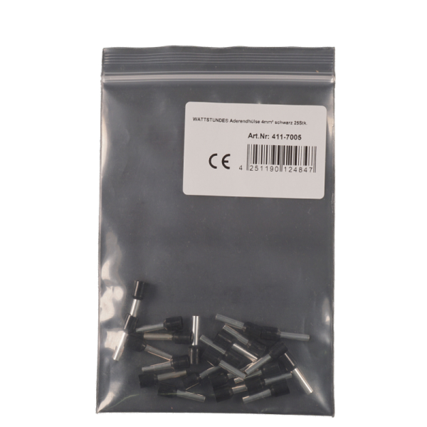 WATTSTUNDE&reg; Aderendh&uuml;lse 4 mm&sup2; schwarz 25 Stk.