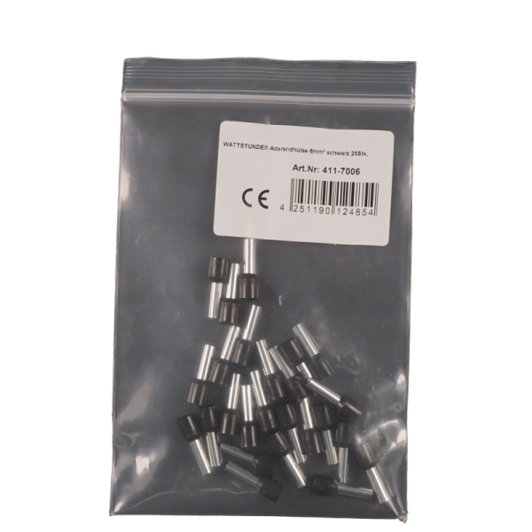 WATTSTUNDE&reg; Aderendh&uuml;lse 6 mm&sup2; schwarz 25 Stk.