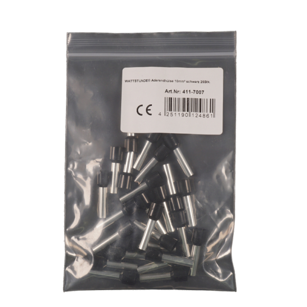 WATTSTUNDE&reg; Aderendh&uuml;lse 10 mm&sup2; schwarz 25 Stk.