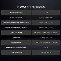 WATTSTUNDE&reg; NOVA Core 100 Ah Batterie LiFePO4