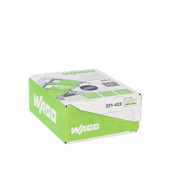WAGO Verbindungsklemme Green Range flexibel bis 4mm&sup2; - 221-423 | 50er Pack