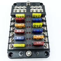 WATTSTUNDE&reg; Plus Distributor 12 mit je 4 x 5 A, 10 A, 15 A, 20 A Flachsicherungen