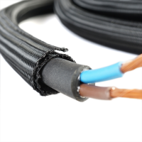 WATTSTUNDE&reg; Geflechtsschlauch offen 13 mm schwarz 5 Meter