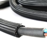 WATTSTUNDE&reg; Geflechtsschlauch offen 13 mm schwarz 5 Meter